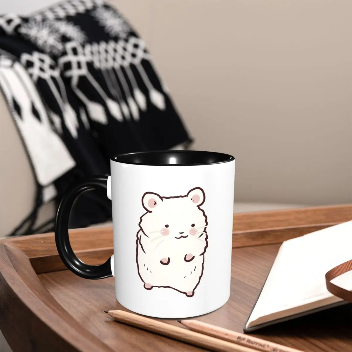 Cute Hamster Drawing Mug Funny Ceramic Coffee Cups Tea Mugs Milk Cup Drinkware Gifts for Woman Man