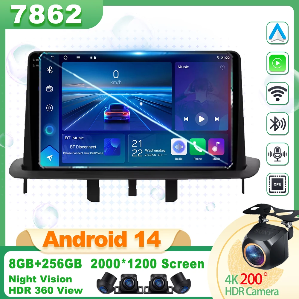 Car Android Android 13 For Renault Megane 3 Fluence Samsung SM3 2008 - 2014 Carplay No 2din DVD Android Auto 8 Core Bluetooth