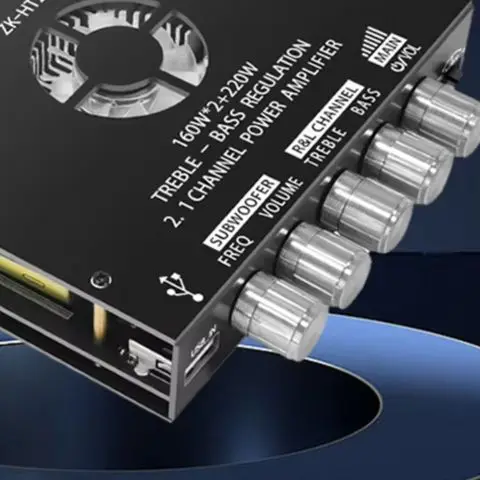 ZK-HT21 TDA7498E Digital Amplifier Module 160WX2+220W Amplifier Board Module AUX/USB Input 2.1 Channel HiFi Bluetooth-Compatible