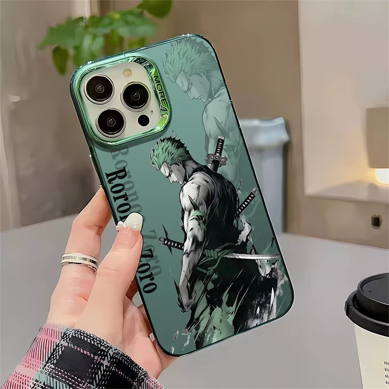 Japan Anime One Piece Roronoa Graffiti Zoro Three blade flow Phone Case for iPhone 11 12 13 14 15 16 17 Pro Max Plus Back Cover view 5