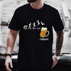 Men T-shirt Friday Beer Funny Graphic Y2k Tops Weekend Beer Drinking Lover Party Team Tees Plus Size Matching Outfit Streetwear