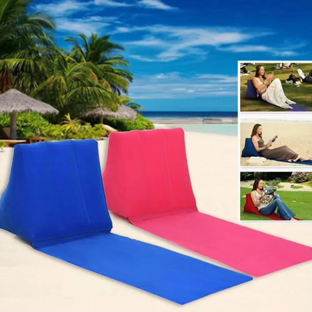 Inflatable Wedge Pillow with Mat PVC Flocking Travel Cushion Portable Back Support Triangle Pillow for Beach Camping Outdoor