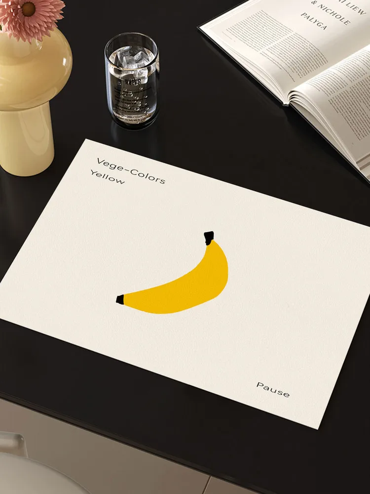 VIKAMA Minimal Banana Placemat Simple Letter Print Waterproof Non Slip Heat Resistant Pad For Dining Coffee Table Desktop Decor