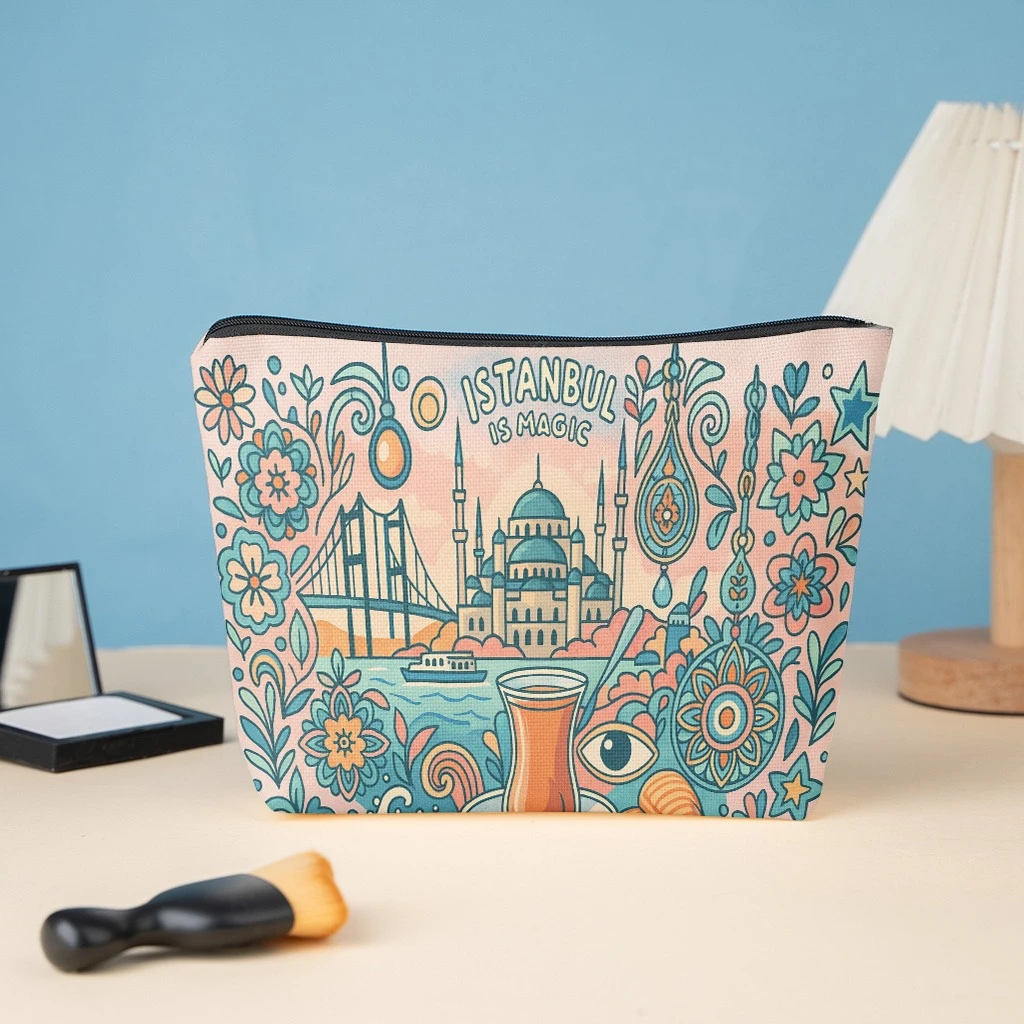 1pc Istanbul Is Magic Cosmetic Bag & Wallet Suitable for - Multi-Use Zippered Organizer with Istanbul Print