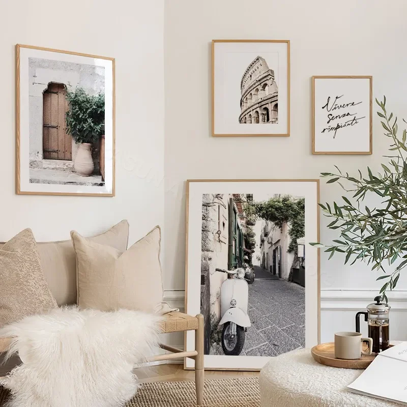 إيطاليا مدينة شارع تريفي نافورة يقتبس الرسم على لوحات القماش الجدارية الشمال الملصقات والمطبوعات الصور الخضراء لديكور غرفة المعيشة #3