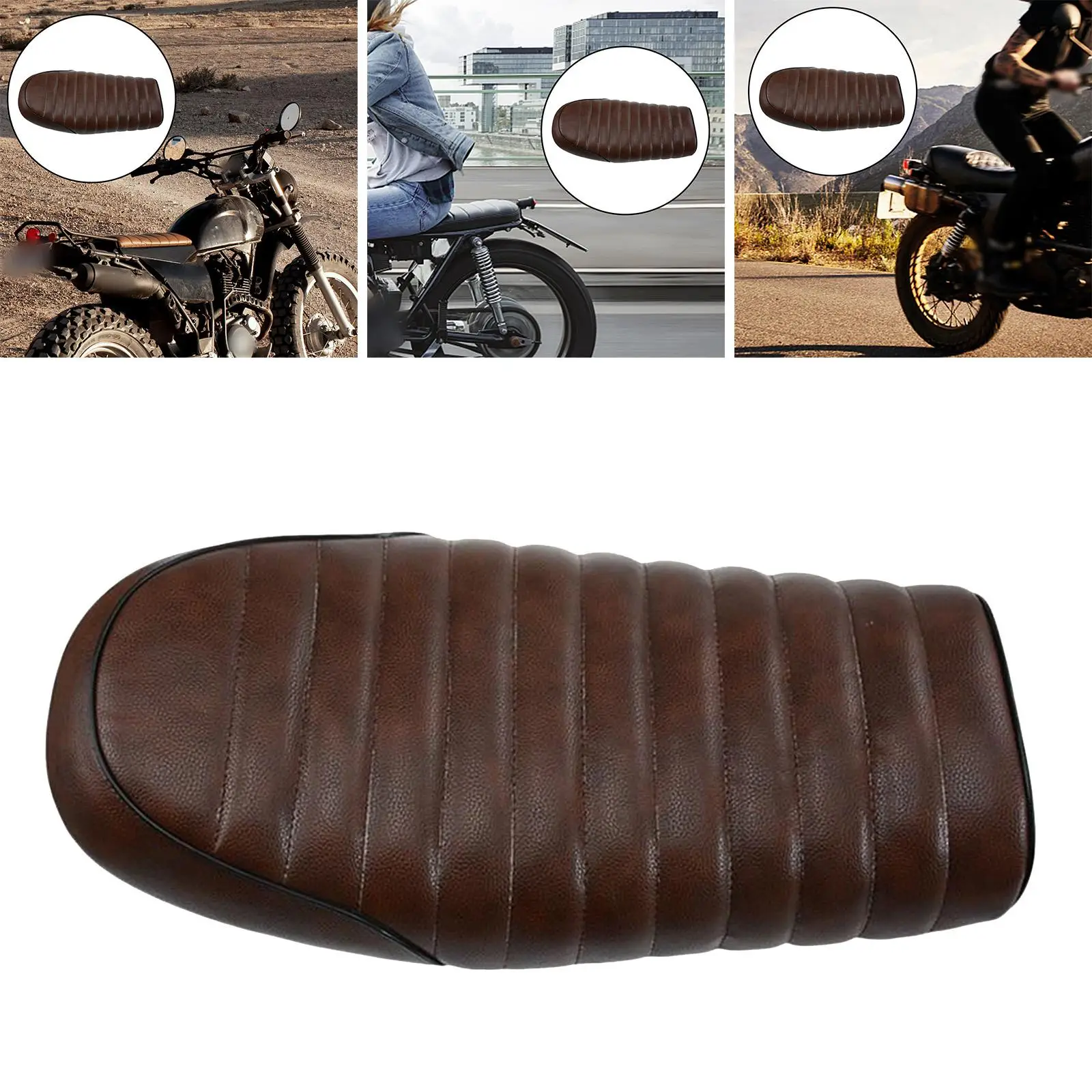 Brown Motorcycle Cafe Racer Seat Retro Flat Seat Replace for Honda CB125S CB200