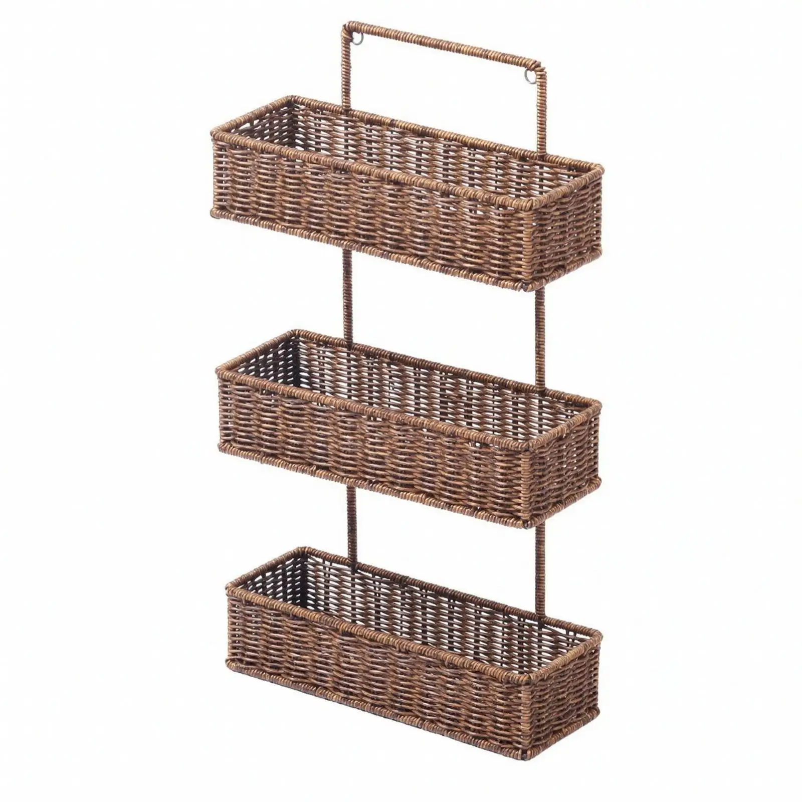 Three Tier Wall Mounted Organizer Basket Rack for Bathroom Kitchen Jewelry Storage No Screw Installation