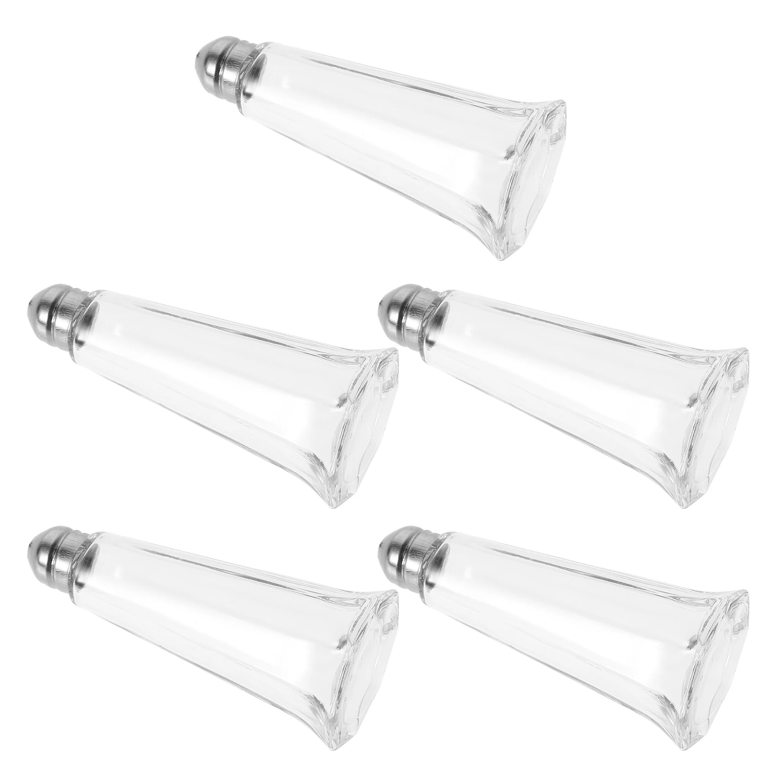 

5Pcs Transparent Glass Spice Jars Stainless Steel Lid Seasoning Dispenser for Kitchen Pepper Salt Sugar Clear Condiment