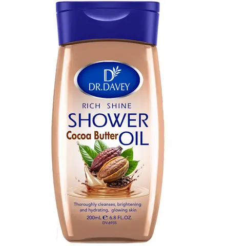 200ml DR.DAVEY Rich Shine Cocoa Butter Shower Oil for Men and Women's Full Body Skincare Moisturizing and Moisturizing Skin Care