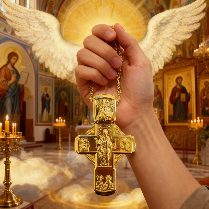 New 2026 Exquisite Box Ritual Virgin Mary Eastern Orthodox Jesus Cross Pendant Church Surprise Gift Prayer Alloy Cross Necklace