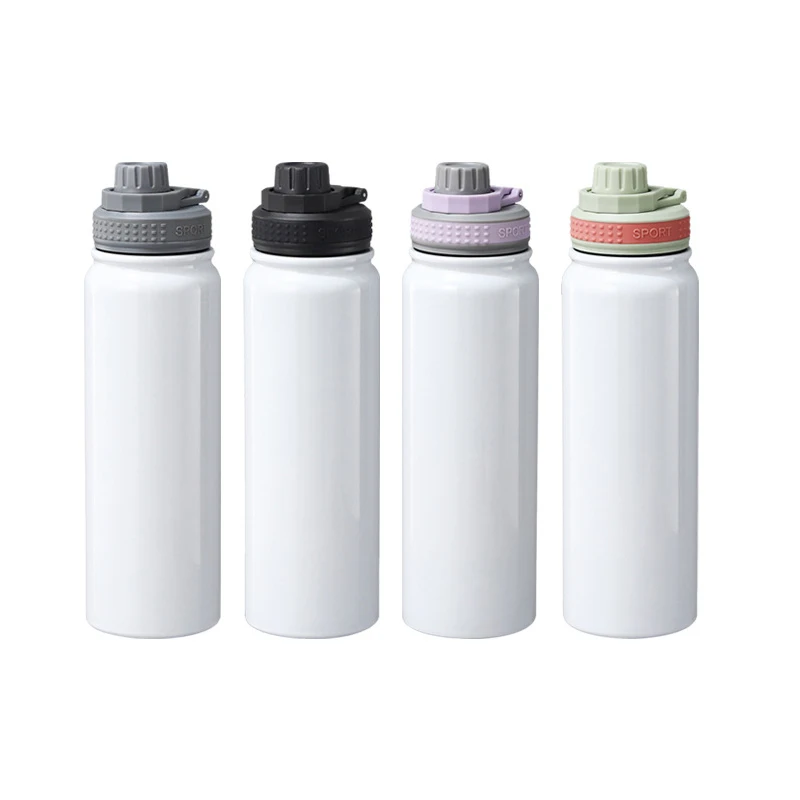 Vaso en blanco de sublimación de 850ML, taza recta de acero inoxidable, taza de café, botella de agua portátil para exteriores, termo al vacío DIY