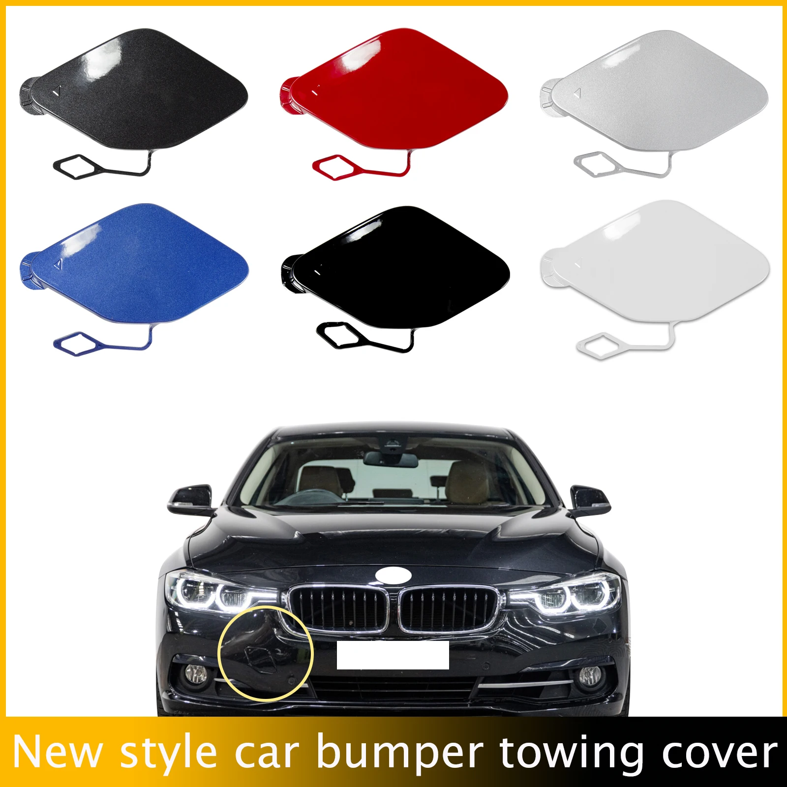 

Front Bumper Tow Hook Cover Cap Fit For BMW 3 Series F30 F31 LCI Sedan Wagon Fit 320i 2016-2018 51117396837 Trailer Cover Cap