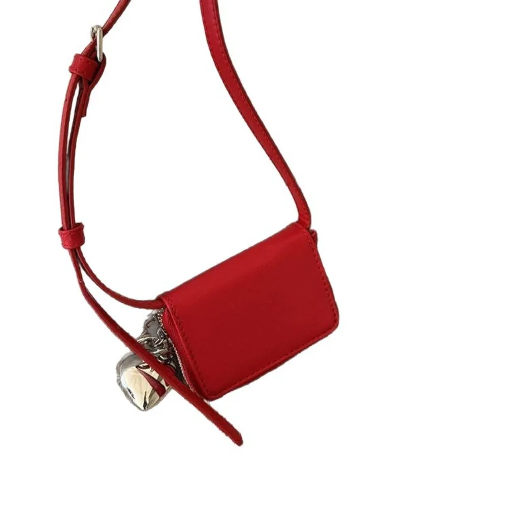 Portable PU Leather Coin Purse Solid Color Adjustable Shoulder Strap Shoulder bag Crossbody bag Women