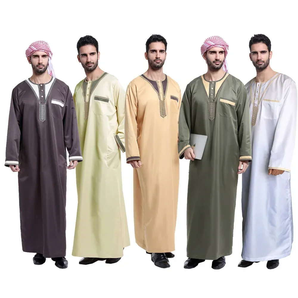 Abaya pakaian jubah Muslim pria, Arab Saudi, Dubai rekreasi luar ruangan jubah Muslim pakaian tunggal, Turki, Maroko S-3XL Muslim