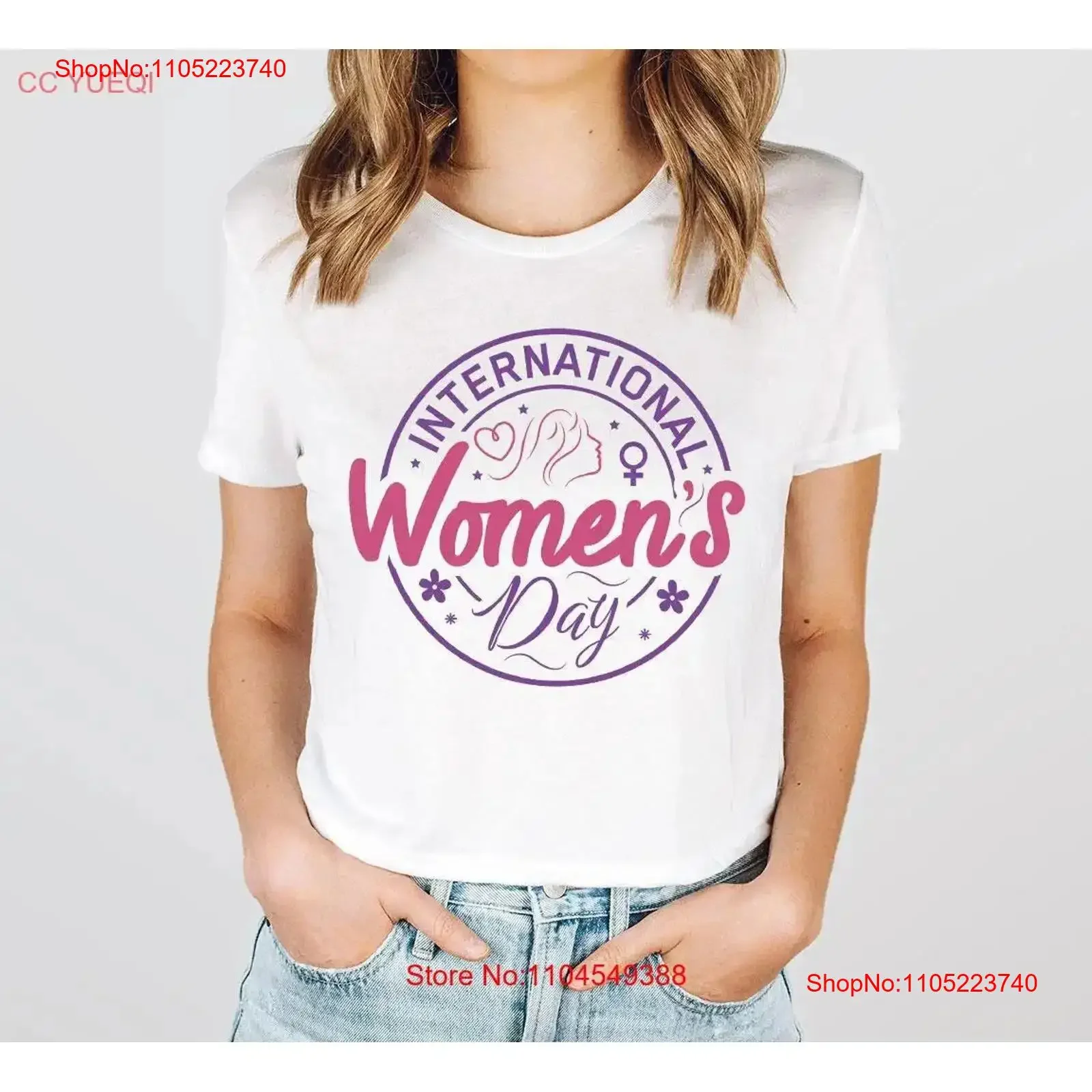 Camiseta del Día Internacional de la Mujer, equipo fuerte para mujer, camiseta elegante lavada vintage inspirada en la inclusión para uso diario