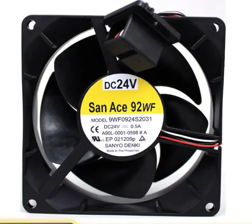 SANYO DENKI 9F0924S2031 DC 24V 0.5A 92x92x32mm 3-Wire Server Cooling Fan