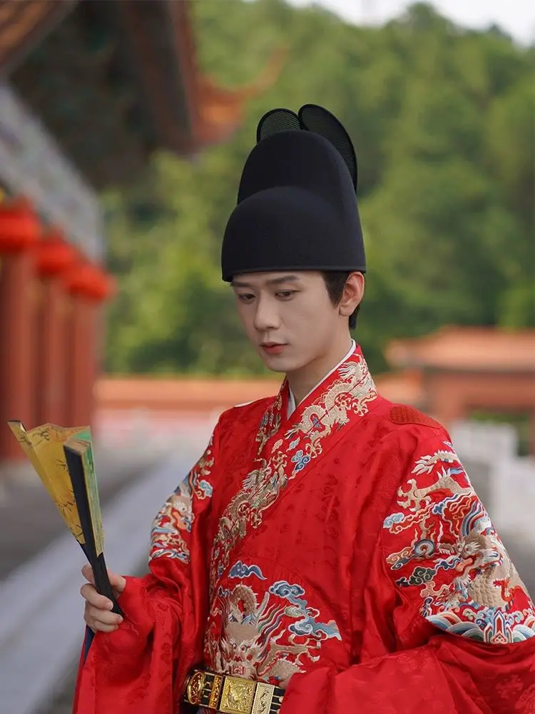 Hanfu Hat Men Ancient Chinese Official Hats Adult Women Cosplay Black Linen Yarn Hat Ming Dynasty Hanfu Hat For Men Kids