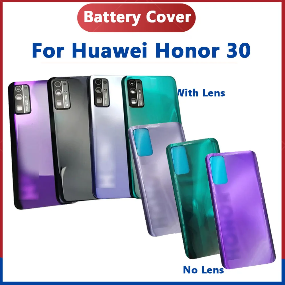 Оригинальная Крышка батарейного отсека для Huawei Honor 30, задняя крышка для телефона, задняя запасная крышка для ремонта с объективом камеры