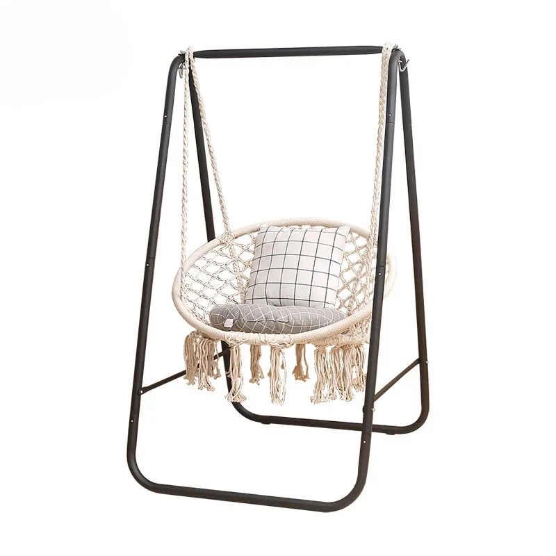 

Hammock Chair Seat Beach Hammock with Stand 100kg Metal Swing Hanging Chair Outdoor Indoor Frame Chair Stand Home Garden