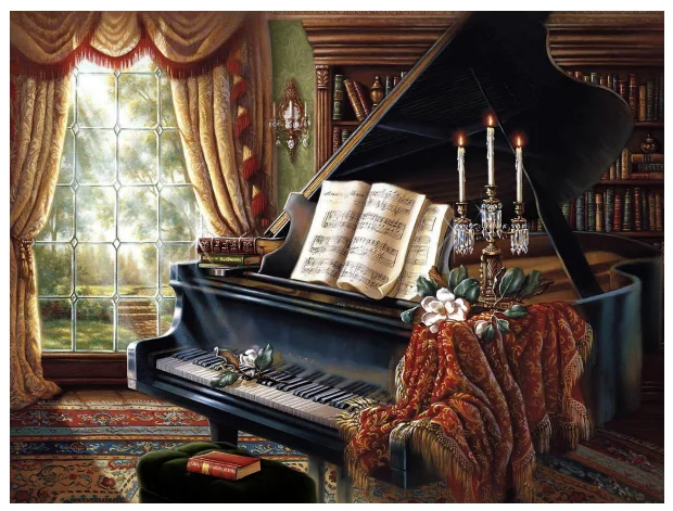 

Still life Piano Sewing Kit 18CT 16CT 14CT Unprinted Cross Stitch Kits Embroidery Art DIY Handmade Needlework Home Decor