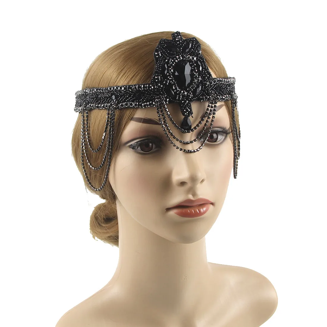 1920s Headpiece Feather Flapper Headband Great Gatsby Headdress Vintage Woman Unisex Halloween Party Wear Decor Hair Accessories - view 2