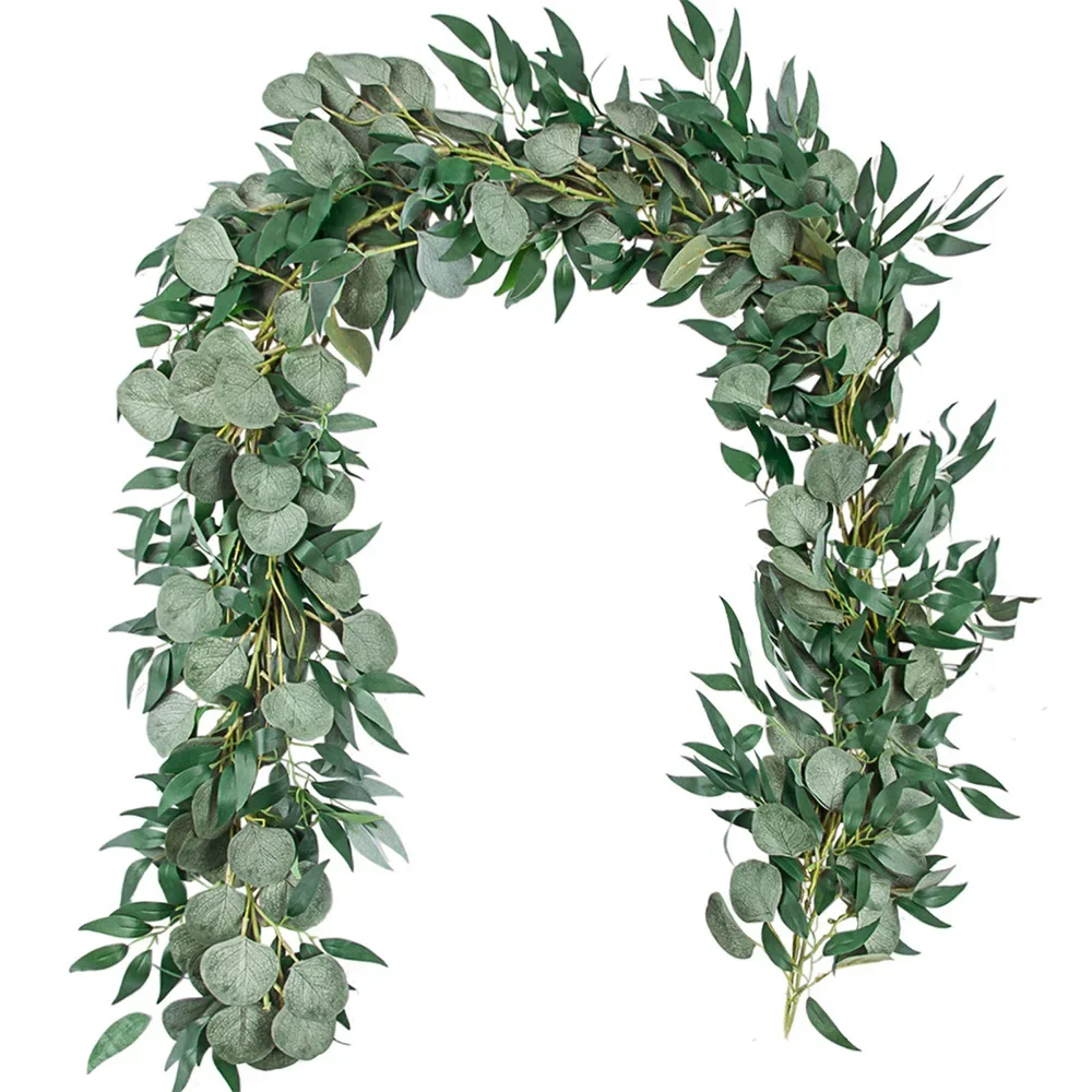 6.5Ft Artificial Eucalyptus Garland Hanging Fake Plants Vine for Room Wedding Arch Table Runner Home Party Decor Greenery Plant