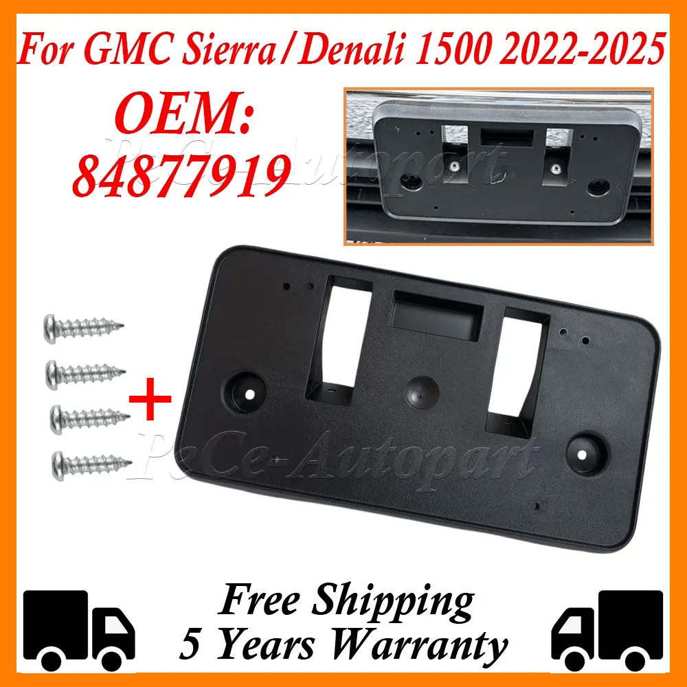 Front Bumper License Bracket Shield Board 84877919 For GMC Sierra Denali 1500 2022-2025 Vehicle Exterior Car Accessories