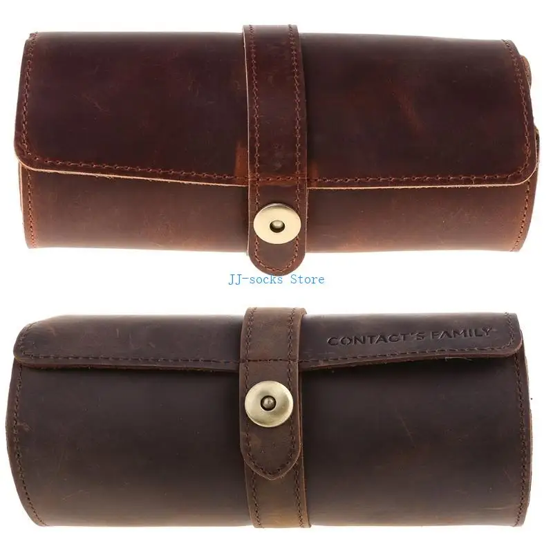 

37JB Fashion Watch Box for Women Men 3 Grids Cylinder Roll Holder Wristwatch Jewelry Gift Storage Display Showcase for Case