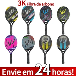 The new 3k Beach tennis racket Professional Full carbon fiber rough surface With protective bag outer grip wrist care gift 2024