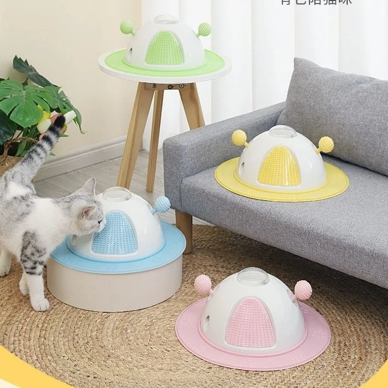 

Dog Treat Dispenser Puzzle Toy Slow Feeder Leakage Silicone Pet Food Rotation Educational Interactive Training Spaceship Cat