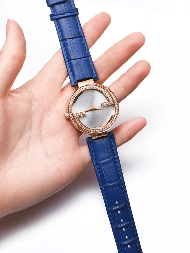 مناسبة لساعات غوتشي مع الجلد الطبيعي للرجال YA1332 1333 1335 سلسلة سوار غوتشي النسائي المحزز 20 ملم #5