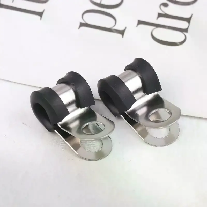 12Pcs Rubber Lined Wiring Hose Pipe Clamp Metal R Clips Camper Hydraulic 3/16