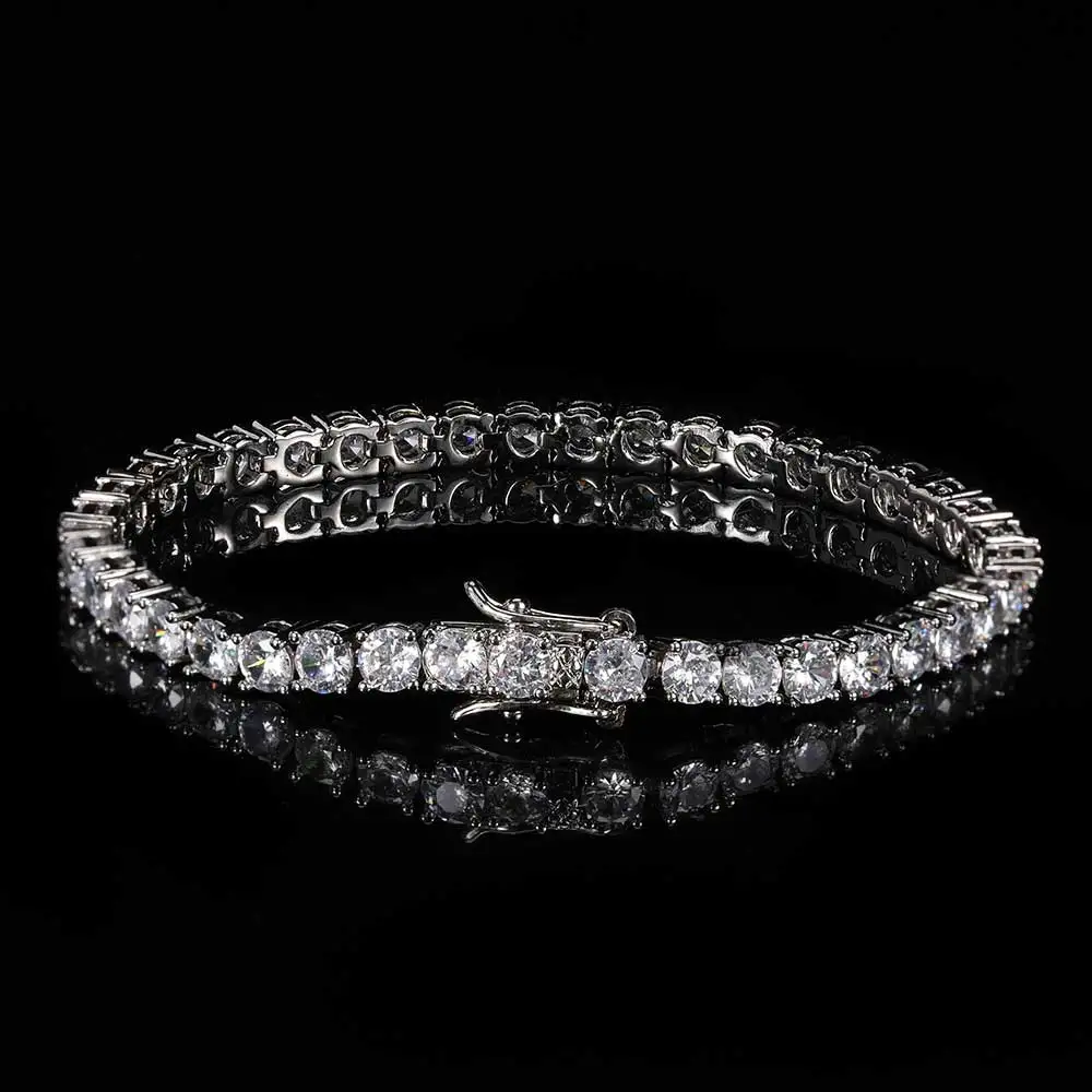 Drop Shipping Hip Hop Bling CZ Cubic Zirconia Iced Out Tennis Bracelet For Women 3/4/5/6mm Width 1Row Tennis Bracelet