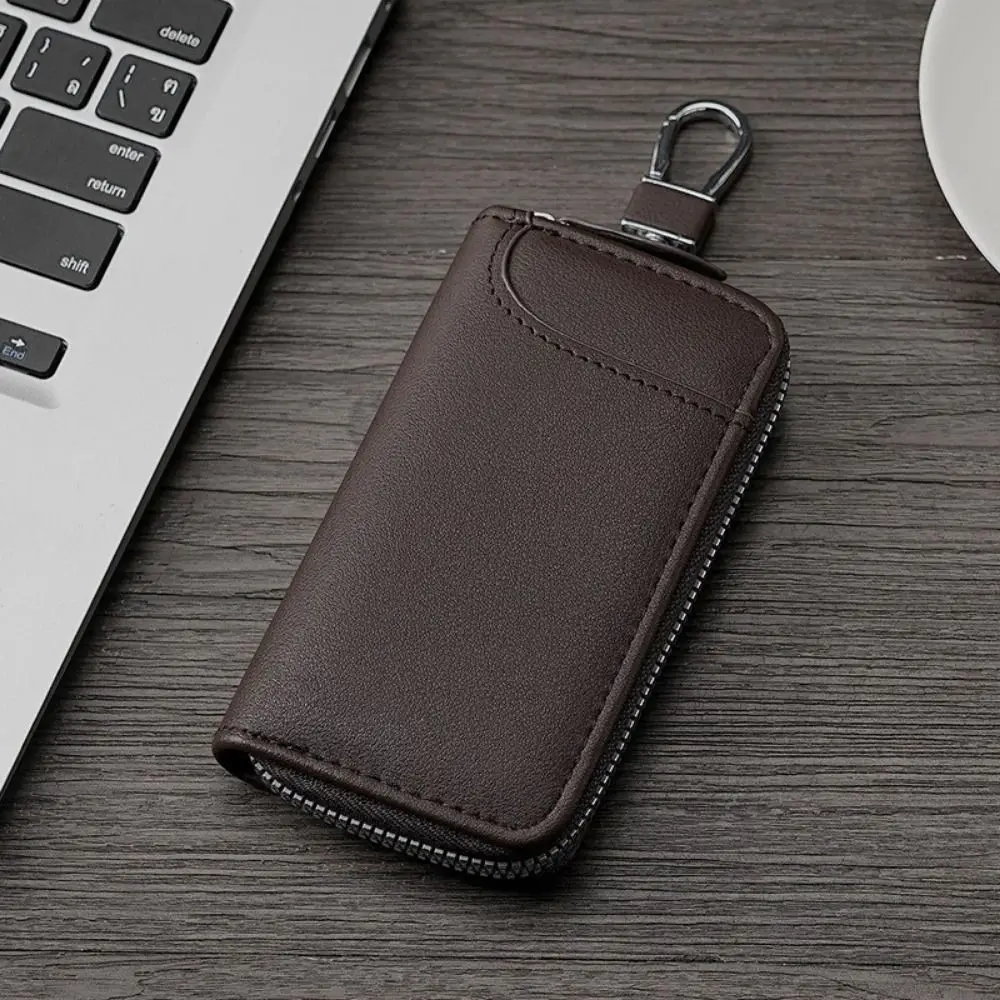 Universal Fit Retro Key Organizer Pouch PU Leather Fashion Key Storage Case Portable Large Capacity Car Key Wallet Men Women