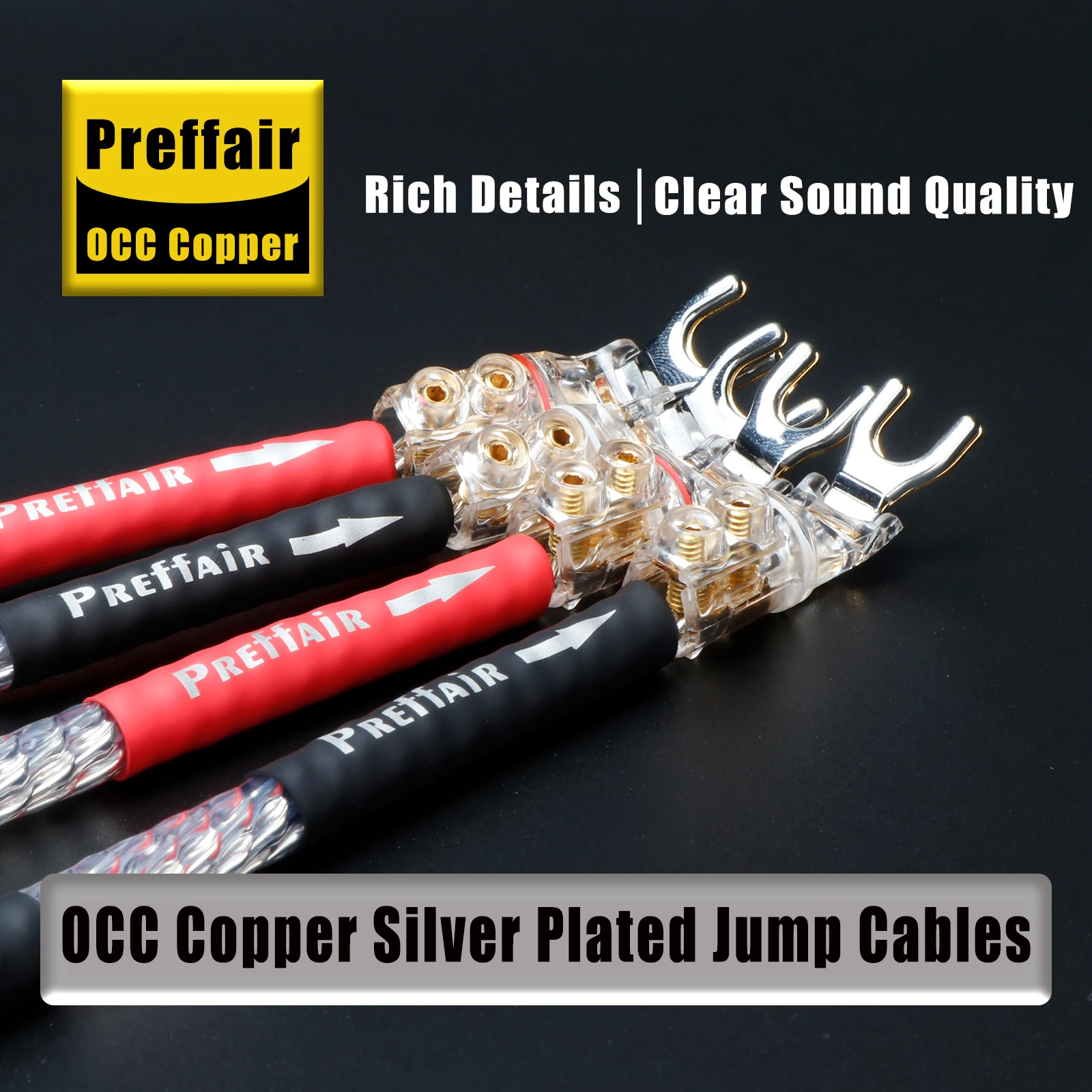 4 قطعة Preffair 7N OCC الفضة مطلي البلوز كابل الصوت فال جسر سلك كابل مكبر الصوت 10-30 سنتيمتر مع الموز/Y البستوني المقابس