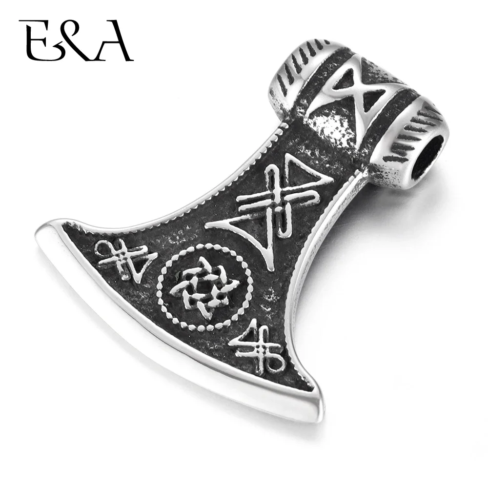 Stainless Steel Viking Axe Pendant for Necklace DIY Accessories Pendants Findings Jewelry Making Supplies Vintage Hole 4mm