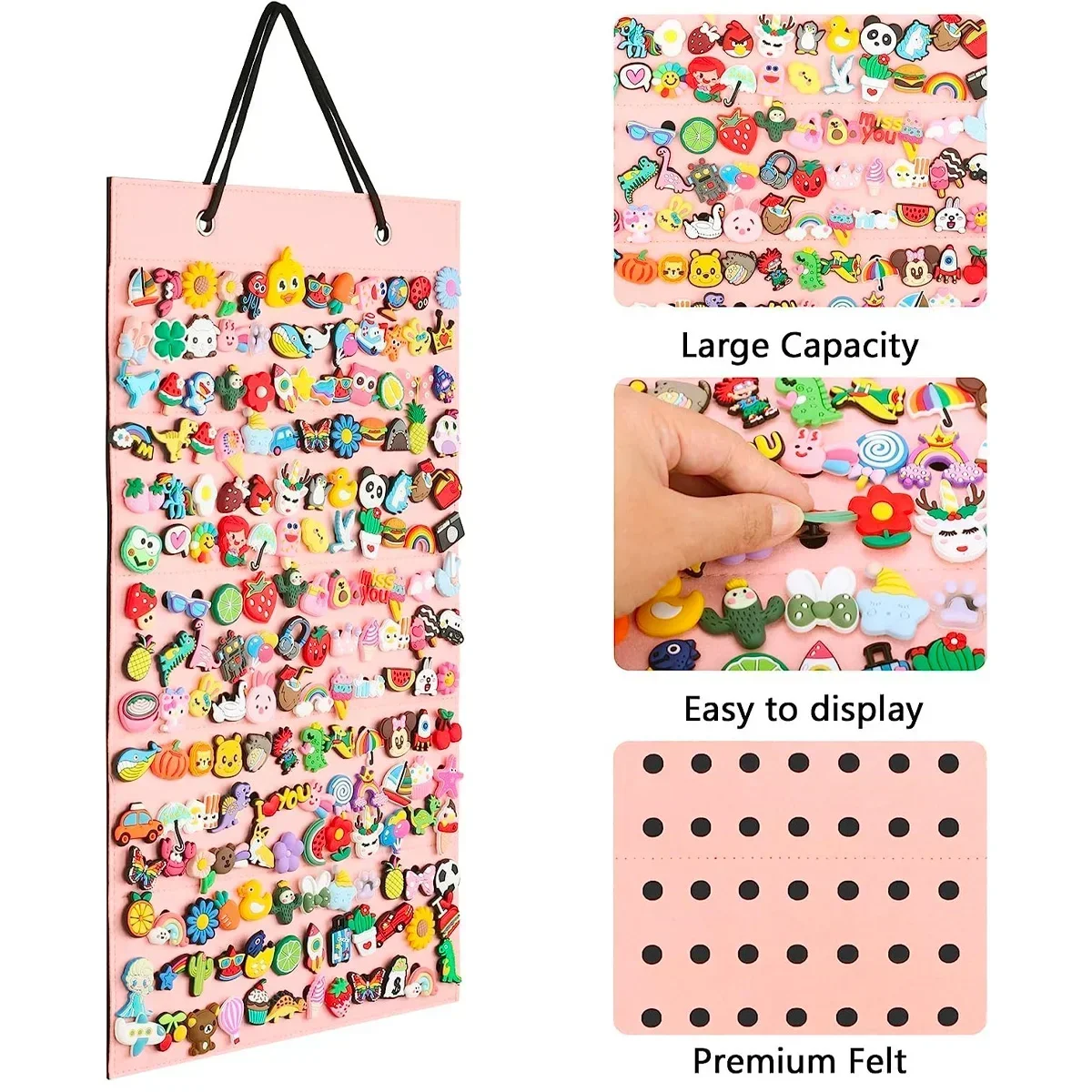 Shoe Charms Organizer With 100/180 Holes, Hanging Shoe Charm Holder, Shoe Decoration Clog Charms Display