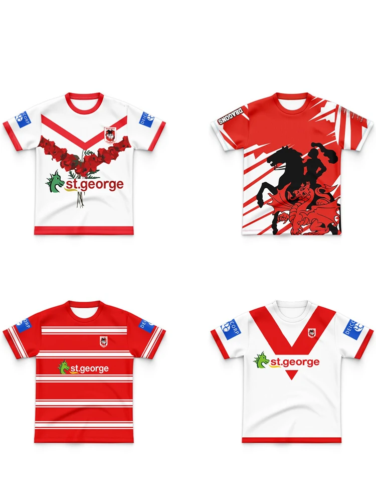 2024 St. George Irawalalon team polo shirt home and away training rugby jersey shorts children's short sleeved printed name