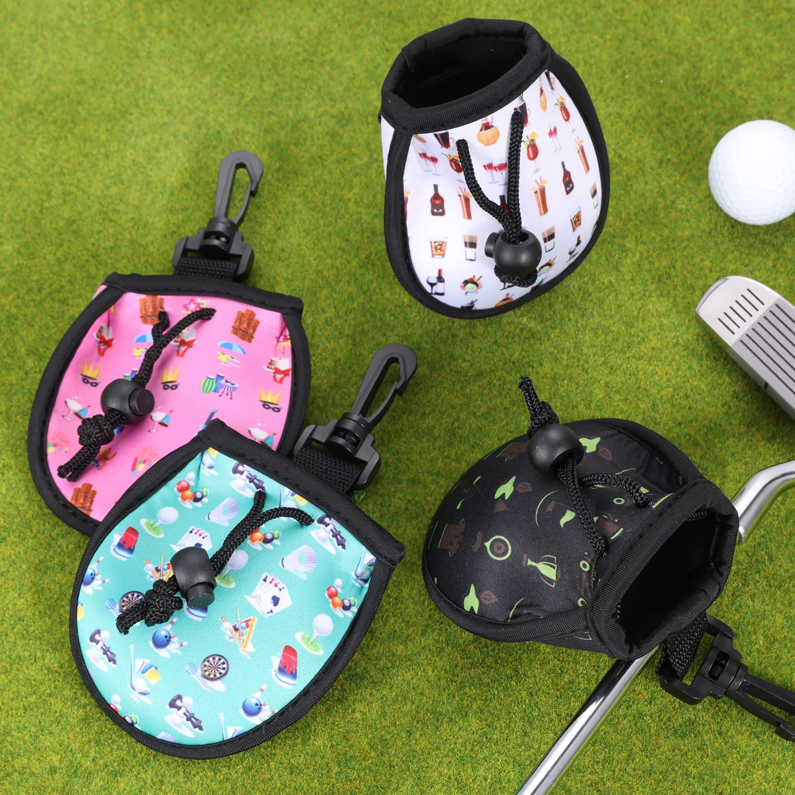 Neoprene Golf Ball Pouch Storage Bags Pocket With Metal Buckle Hook Hang on Waist Golf Ball Carry Bag Storage Pouch Golf Sports