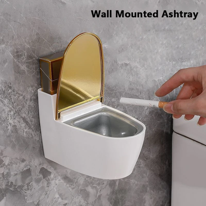 Creative Toilet Ashtray Home Bathroom Storage Cigarette Case With Lid Wall-mounted Plastic Ashtray Suitable For Home Office Use