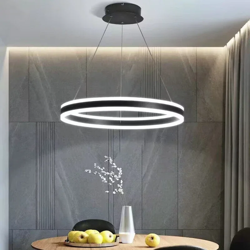 Nordic Ring LED Chandelier Dimmable for Tables Dining Living Room Bedroom Kitchen Island Pendant Lamp Indoor Lighting Fixture