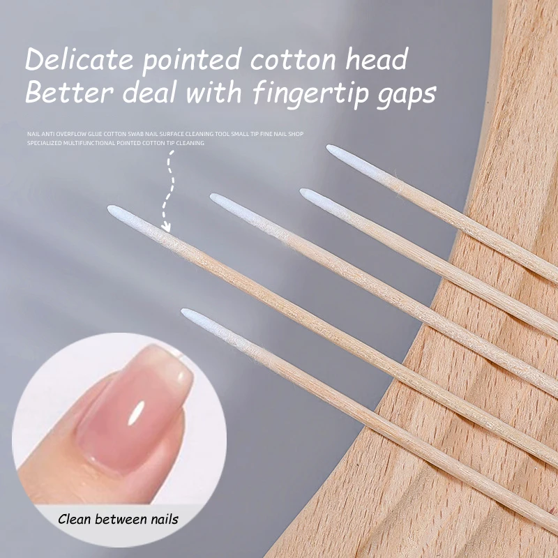Z. 100pcs Disposable Nail Spill Prevention Glue Wood Cotton Buds Sticks Multifunctional Cleaning Tools