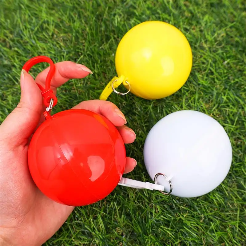 Bunter Mini Tragbarer Regenmantel-Ball Verdickter Einweg-Wasserdichter Notfall-Regenponcho für Erwachsene mit Schlüsselring – Detail 3