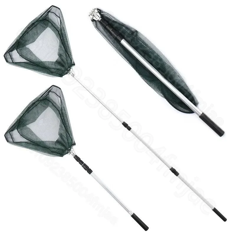 Aluminum alloy folding fishing net with retractable three section triangular automatic folding net fishing folding fishing net