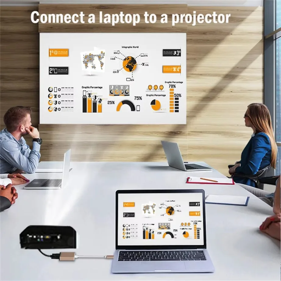 TABLLYUGE USB C to VGA  Adatper Type-C Male to VGA Female Converter Cable HD1080P for Laptop PC Projector MacBook Monitor - view 6