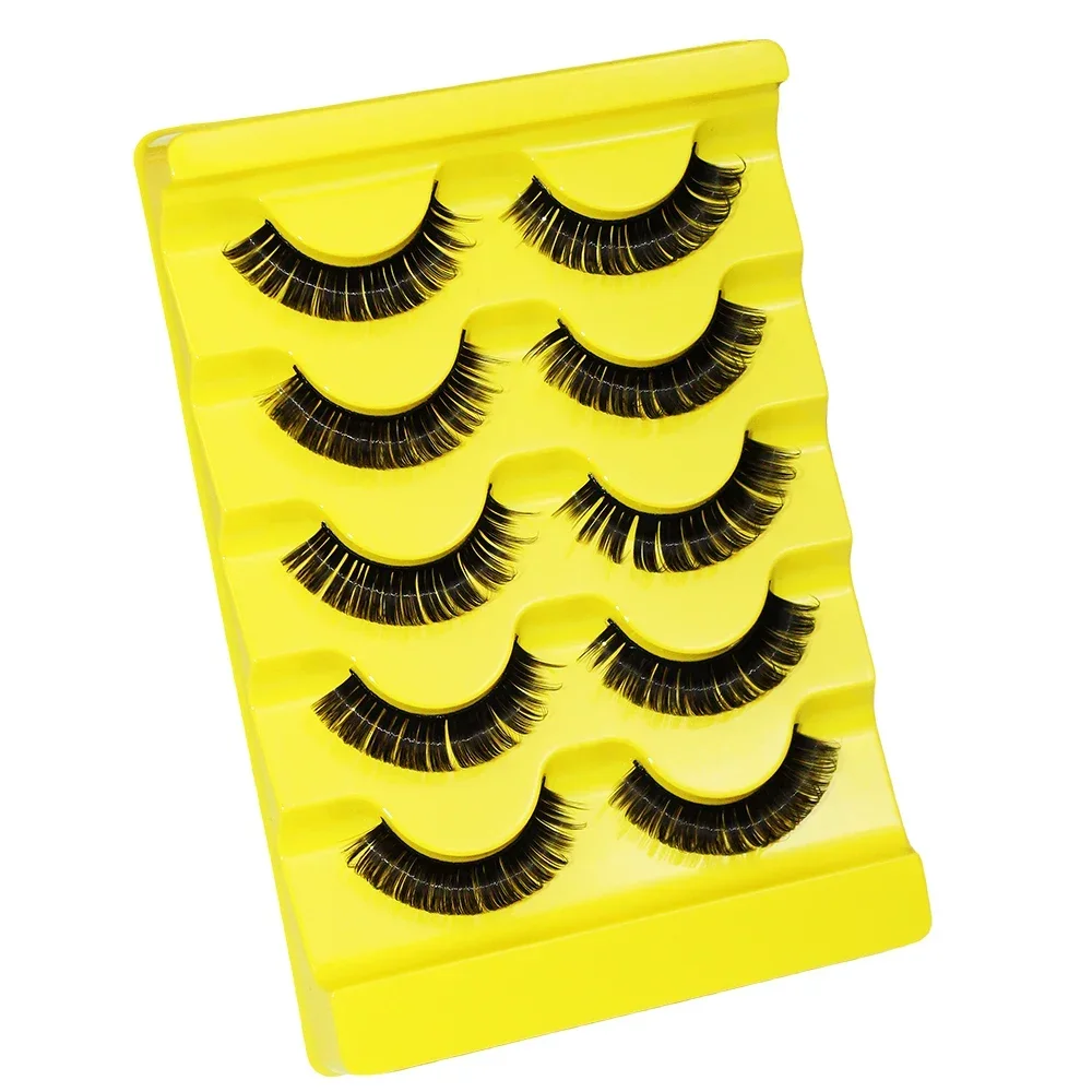 5 Pairs Lashes DD Curl Russian Lashes 3D Faux Mink Eyelashes Reusable Fluffy Russian Strip Lashes eyelash extension