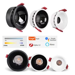 Recessed Zigbee Dimming LED Downlights 220V for Kitchen LED Ceiling Spot Lights 7W 15W 24W Honeycomb Room Light Lamps for Bedroo