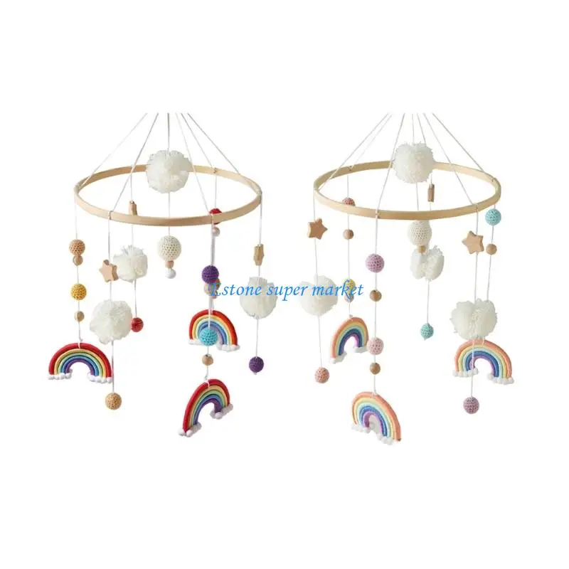 

090B Rainbow Star Sensory Mobile Rattle Baby Early Visual Development Crib Toy