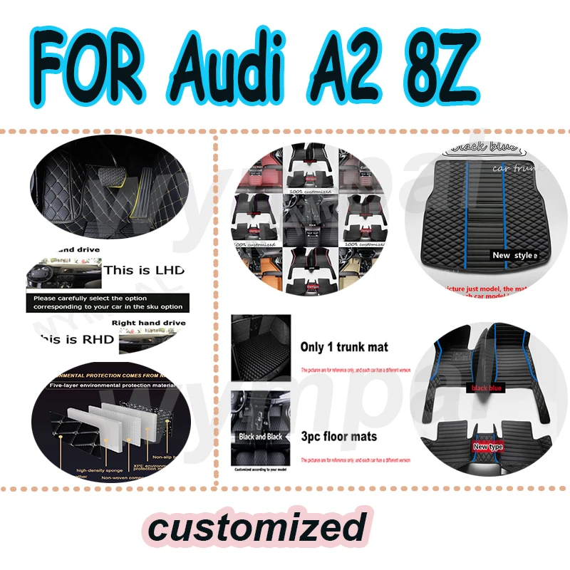 

LUXURY Car Floor Mat For Audi A2 8Z 2000~2005 5seat Water Poof Car Matts Floor Carpet Leather Mat