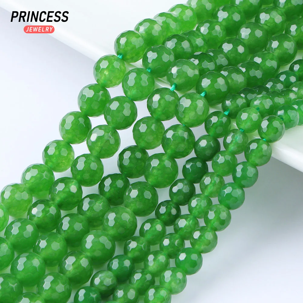 

A+ Natural Green Taiwan Jasper Jade Faceted LoosBeads for Jewelry Making Bracelets Necklace Earrings DIY Accessories 6 8 10 12mm